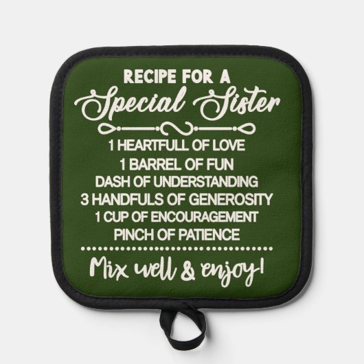 Inspirerend recept voor een speciale zus pannenlap (Voorkant)