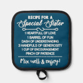 Inspirerend recept voor een speciale zus pannenlap (Voorkant)