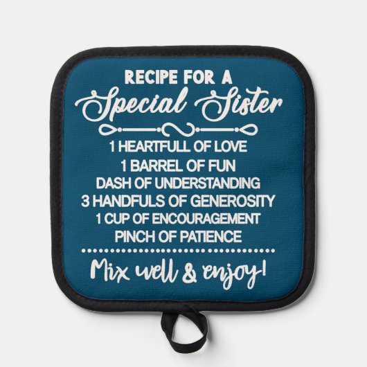 Inspirerend recept voor een speciale zus pannenlap (Voorkant)