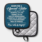 Inspirerend recept voor een speciale zus pannenlap (Voorkant / Achterkant)