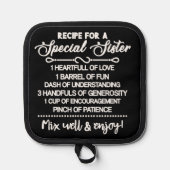 Inspirerend recept voor een speciale zus pannenlap (Voorkant)