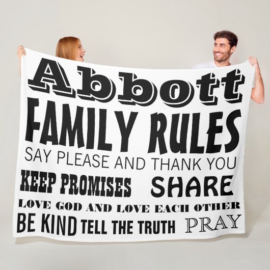 Inspirerend regels voor de levensfamilie fleece deken (In situ)