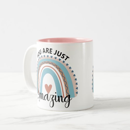 Inspirerend regenboog je bent gewoon een ongeloofl tweekleurige koffiemok (Voorkant links)