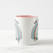 Inspirerend regenboog je bent gewoon een ongeloofl tweekleurige koffiemok (Center)