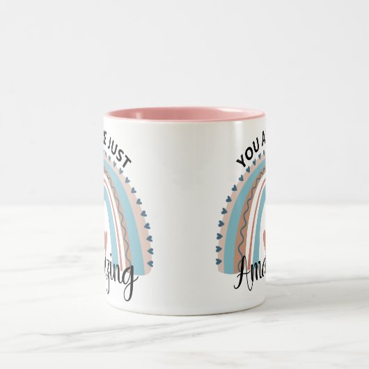 Inspirerend regenboog je bent gewoon een ongeloofl tweekleurige koffiemok (Center)