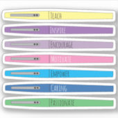 Inspirerend regenboogleraar Pens Vinyl Sticker (Voorkant)