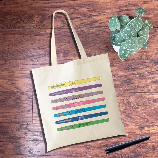 Inspirerend regenboogpennen Leerleraar Canvas tas