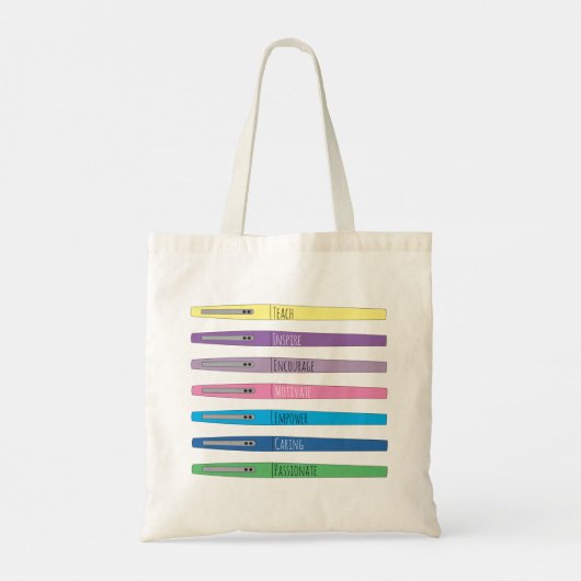 Inspirerend regenboogpennen Leerleraar Canvas tas (Achterkant)
