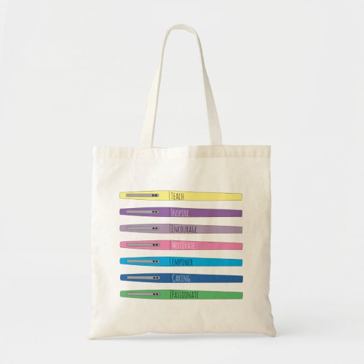 Inspirerend regenboogpennen Leerleraar Canvas tas (Voorkant)