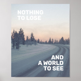 Inspirerend reis Citaat Roze grijze Natuur Foto Poster