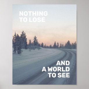 Inspirerend reis Citaat Roze grijze Natuur Foto Poster