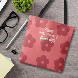 Inspirerend Retro Rode Bloemen Tote Bag