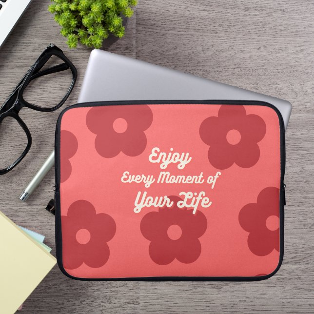 Inspirerend rode bloemenlaptophoes laptop sleeve (Creator heeft geüpload)