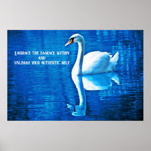 Inspirerend Rondje Renkend Blauw & Wit Poster