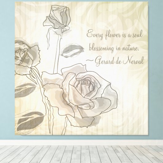 Inspirerend  Roos gewikkeld Canvas (Insitu (Houten vloer))