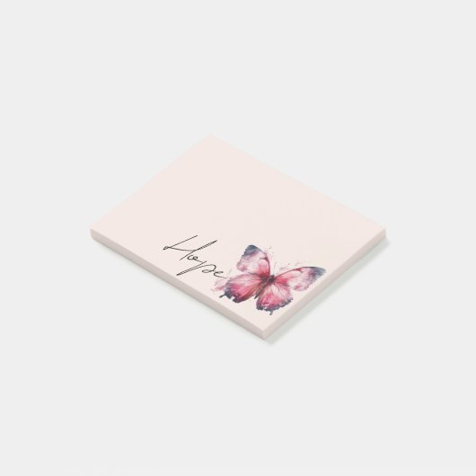 Inspirerend Roze Blush Hope Butterfly Post-it® Notes (Schuin)
