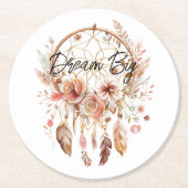 Inspirerend Roze Droomvanger Boho Floral Ronde Kartonnen Onderzetter (Voorkant)