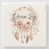 Inspirerend Roze Droomvanger Boho Floral Stenen Onderzetter (Voorkant)