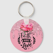 Inspirerend roze druppelaar Glitter Sleutelhanger (Voorkant)