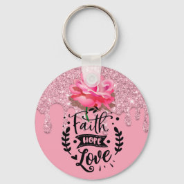 Inspirerend roze druppelaar Glitter Sleutelhanger
