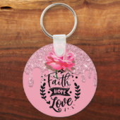 Inspirerend roze druppelaar Glitter Sleutelhanger (Voorkant)
