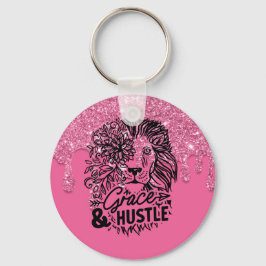 Inspirerend roze druppelaar Glitter Sleutelhanger