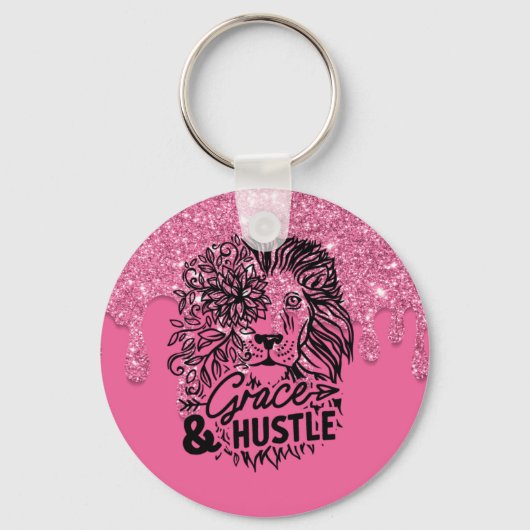 Inspirerend roze druppelaar Glitter Sleutelhanger (Voorkant)
