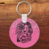 Inspirerend roze druppelaar Glitter Sleutelhanger (Voorkant)