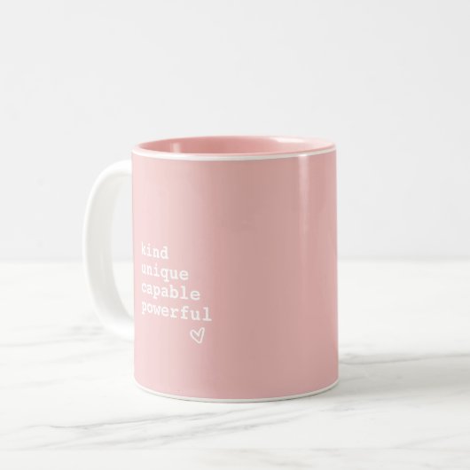 Inspirerend roze en witte hardetoewijzing tweekleurige koffiemok (Voorkant links)