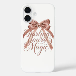 Inspirerend roze gouden schrift met strik iPhone 16 hoesje