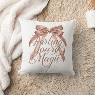 Inspirerend roze gouden schrift met strik kussen