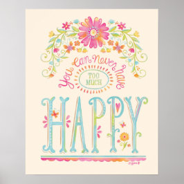 Inspirerend roze Happy Floral Quote Poster