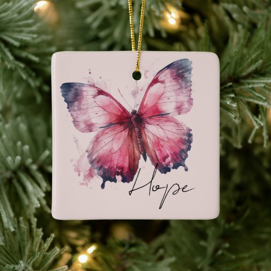Inspirerend Roze Hoop Vlinder Keramisch Ornament (Boom)