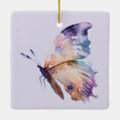 Inspirerend Roze Hoop Vlinder Keramisch Ornament (Achterkant)