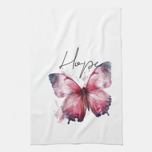 Inspirerend Roze Hoop Vlinder Theedoek (Verticaal)