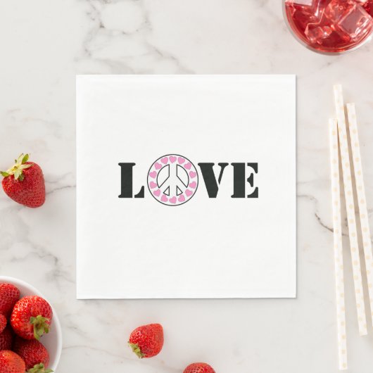Inspirerend Roze Liefde Vrede Harten Servet (Insitu)
