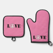 Inspirerend Roze Liefde Vredesharten Ovenwant & Pannenlap Set (Voorkant)