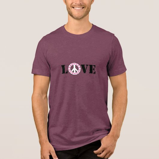 Inspirerend Roze Liefde Vredesharten Tri-Blend Shirt (Voorkant)