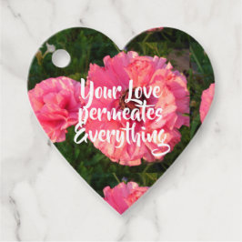 Inspirerend roze liefdescitaat Floral Flower Heart Bedankjes Labels