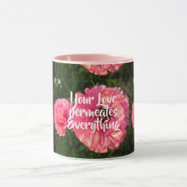 Inspirerend roze liefdescitaat Floral Flower Heart Mok