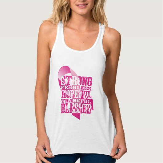 Inspirerend roze lintje borstkankersensibilisering tanktop (Voorkant)