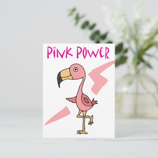 Inspirerend Roze Macht Flamingo Bird Briefkaart (Staand voorkant)