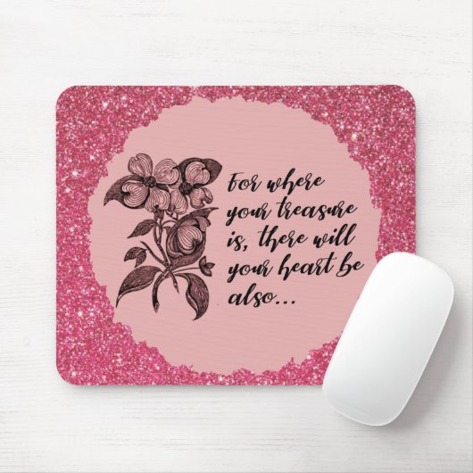 Inspirerend roze schatkistprijsopgave muismat (Met muis)