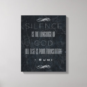 Inspirerend Rumi citaat op Silence and God Canvas Afdruk