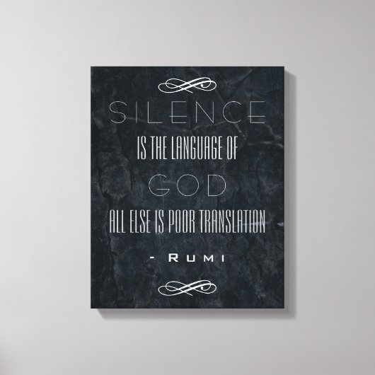 Inspirerend Rumi citaat op Silence and God Canvas Afdruk (Voorkant)