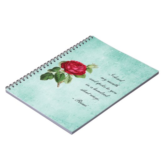 Inspirerend Rumi Quote op Green Faux Perkament Notitieboek (Linkerzijde)