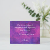 Inspirerend Rumi Quote over Paars Abstract Briefkaart (Staand voorkant)
