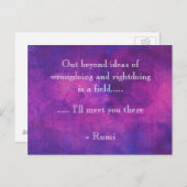 Inspirerend Rumi Quote over Paars Abstract Briefkaart (Voorkant / Achterkant)
