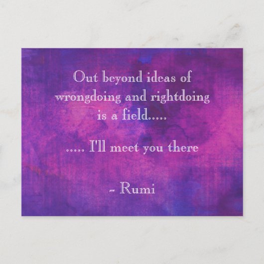 Inspirerend Rumi Quote over Paars Abstract Briefkaart (Voorkant)