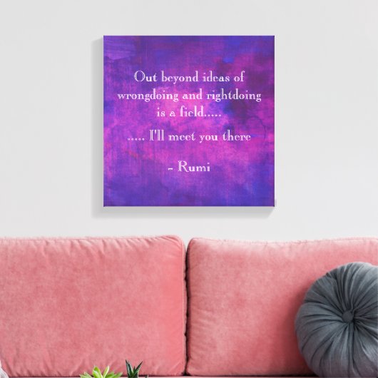 Inspirerend Rumi Quote over Paars Abstract Canvas Afdruk (Insitu (Woonkamer))